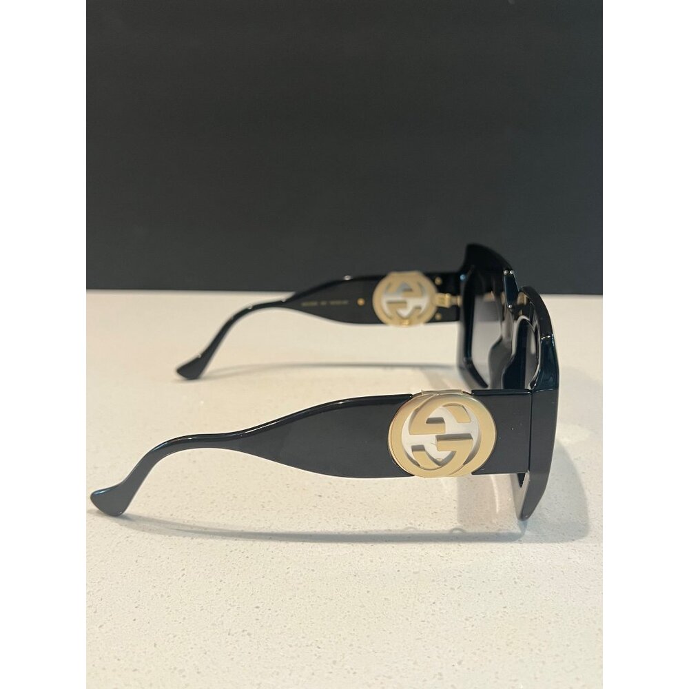 Gucci GG1022S 001 Gold Black Grey 54mm Gradient Lens Sunglasses - Picture 7 of 11